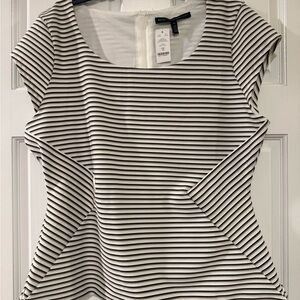 White House Black Market Black and White Striped Blouse